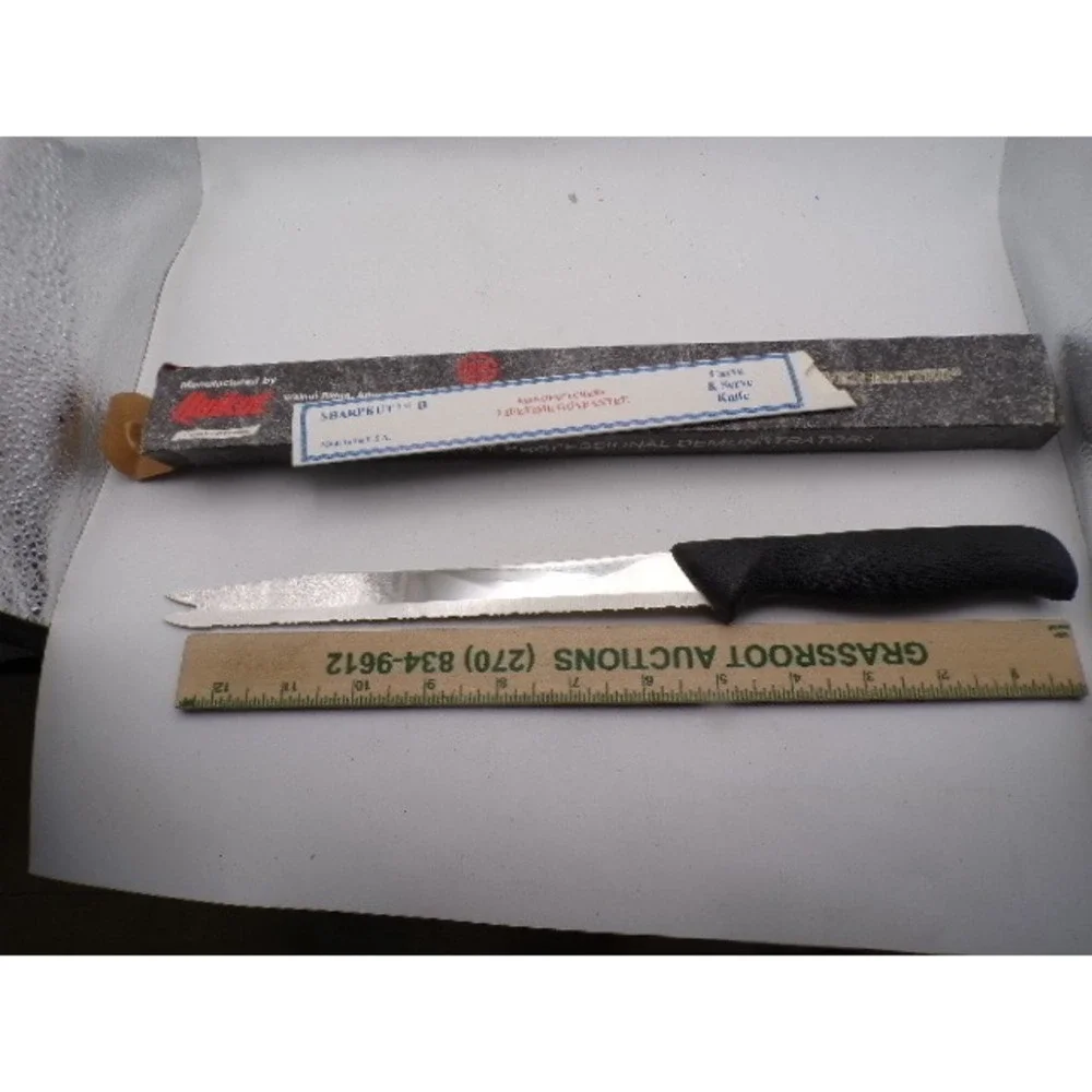 Quikut Sharpkut II Carve & Serve Knife Serrated Fork Tip Vintage Made in USA Box